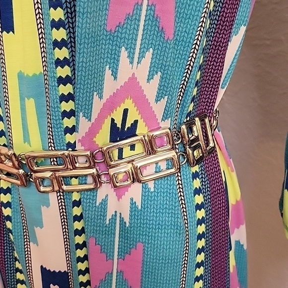 Vtg 1980s Geometric Cubism Metal Punk Glam Rock Disco Chain Belt main image 8